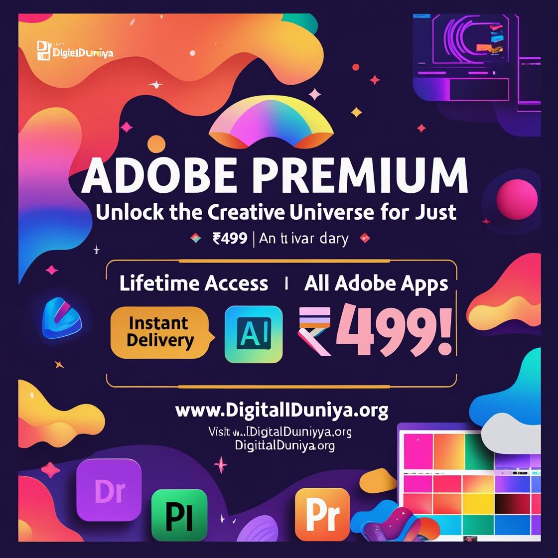 🎨 Adobe Premium – Unlock the Creative Universe for Just ₹499!