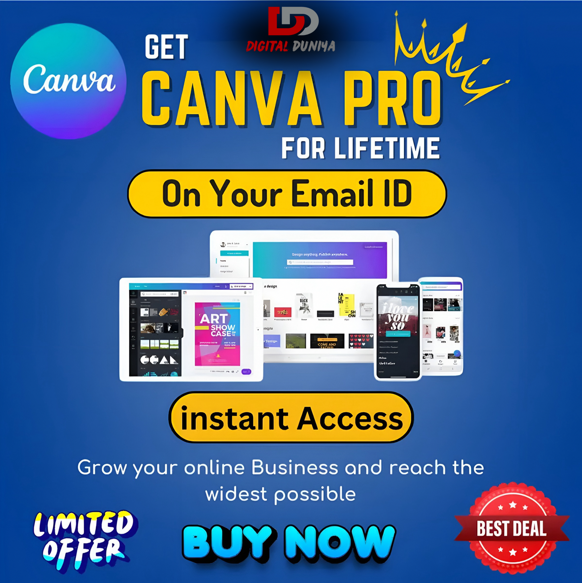🎨 Canva Pro Lifetime Access – Just ₹199