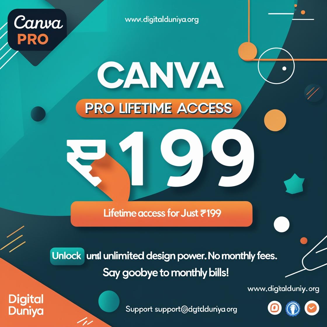 🎨 Canva Pro Lifetime Access – Just ₹199