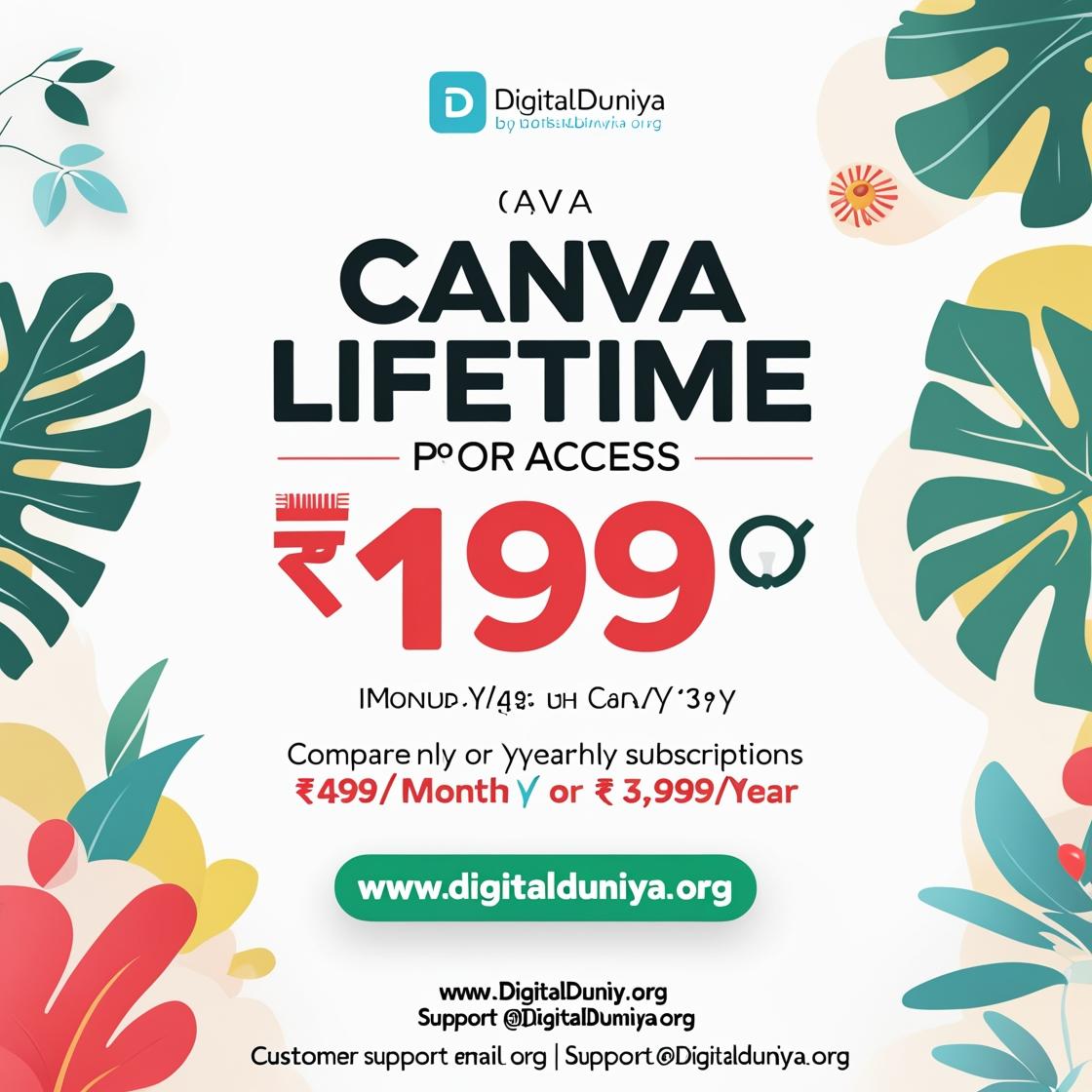 🎨 Canva Pro Lifetime Access – Just ₹199